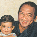 'Eduardo Ermita, Executive Secretary (Secretary of State) of the Philippines, with his Grandson E.J' painted by Anne Bobroff-Hajal, Award-Winning portrait artist